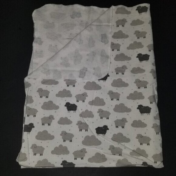 Carter's Gray White Sheep Clouds Receiving Blanket Lovey Security 100% Cotton - Picture 1 of 7